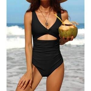 NEW CHARMO tess cutout one piece swimsuit in black